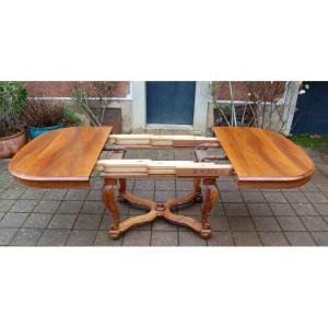 Napoleon III Style Walnut Table In Louis XV Style With Extensions, Seats 16 To 18