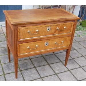 Small Louis XVI Period Walnut Chest Of Drawers, Late 18th Century
