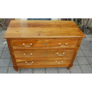 Louis XVI Period Low Chest Of Drawers In 18th-century Walnut