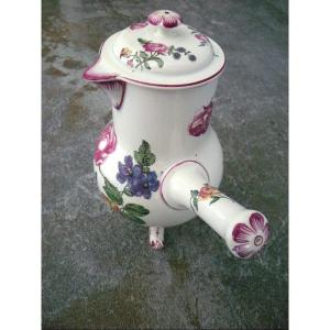 Chocolatiere Faience Nineteenth Decor Marseille Signed Gien