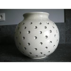 Craquelee Ceramic Ball Vase From The 50s