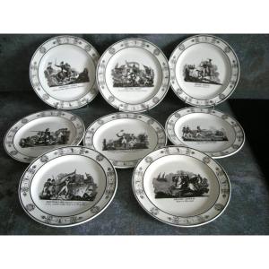 8 Earthenware Plates Circa 1824 Decor Officers Of Napoleon Bonaparte