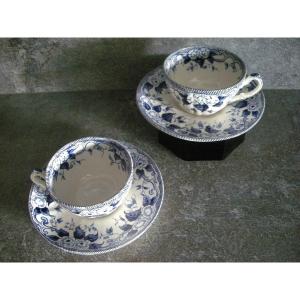 Two Tea Cups From The Flora Service Of Creil And Montereau