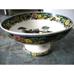 Polychrome Standing Cup Decor “the Tribulations” By Montereau