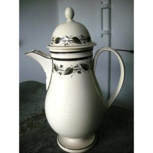 Fine Earthenware Jug Decor Painted Manganese Signed Creil