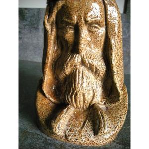Anthropomorphic Tobacco Pot Male Head 19th Century Beauvaisis