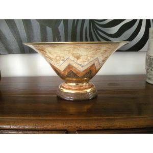 Art Deco Earthenware Cup On Foot By Boch Frères La Louviere
