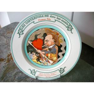 Plate "contemporaries On Their Plates" From Creil Montereau