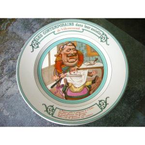 Plate "contemporaries On Their Plates" From Creil Montereau