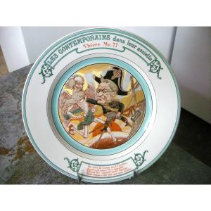 Plate "contemporaries On Their Plates" From Creil Montereau
