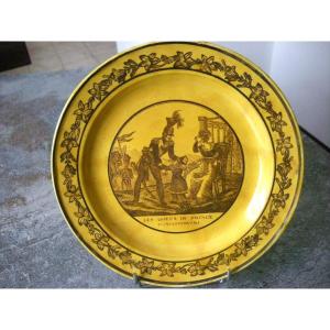 Fine Yellow Earthenware Plate 19th Century Manufacture d'Aumale