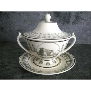 Covered Bouillon And Display Stand 1808 Creil Manufacture