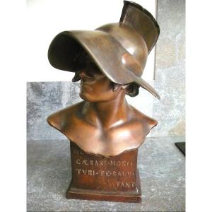 Terracotta Bust "gladiator Helmet" By Goldscheider