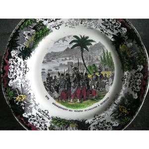 19th Century Earthenware Plate "the Massacres Of Christians In Lebanon - Syria"