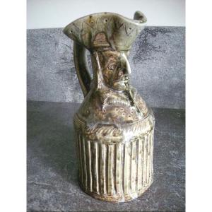 20th Century Anthropomorphic Stoneware Pitcher From La Borne