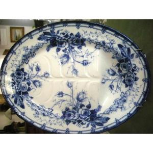 19th Century Earthenware Roasting Dish Flora Roses De Creil Montereau Service