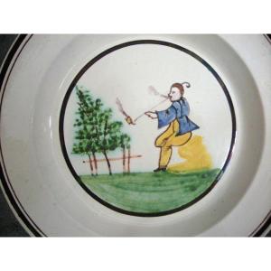 Fine Earthenware Plate With "chinese" Decor From Forges Les Eaux