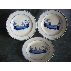 3 Fine Earthenware Plates From The Early 1800s By Toul Bellevue