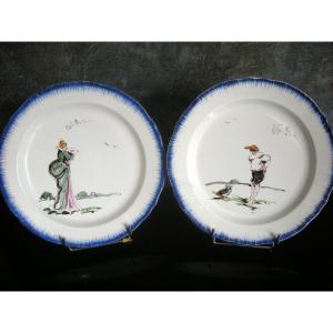 2 Faience Plates By Félix Bracquemont Second Service Rousseau.
