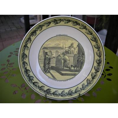 Round Dish In Fine Faience 1808 - 1818 From Creil Manufacture