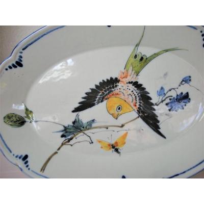 Oval Faience Dish 1860 Atelier Laurin De Bourg La Reine