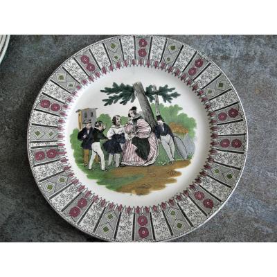 6 Opaque Porcelain Plates 1839 Decor