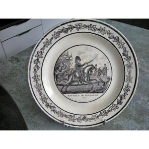 Plate In Fine Earthenware From Aumale Decor On The Battle Of Toulouse