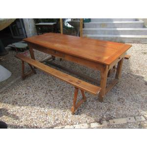 19° Cherry Farmhouse Table With 3 Drawers