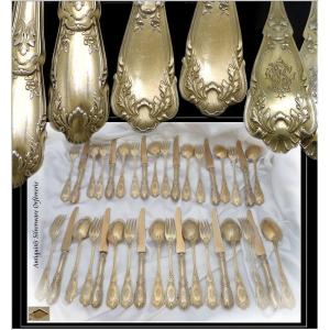Régina Benvenisti - Flatware Set Hors-d'oeuvre / Dessert Sterling Silver & Vermeil 36 Pieces