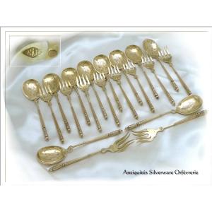 Emile Puiforcat - Solid Silver & Vermeil Ice Cream Service For 10 Guests