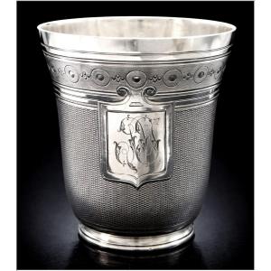 F.nicoud - Solid Silver Guilloché Timbale