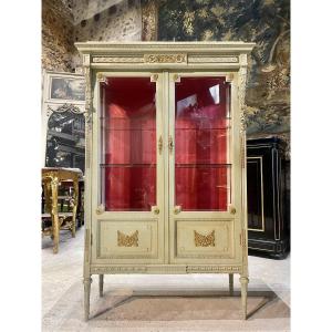 Louis XVI Style Showcase In Rechampie Wood And Gilt Bronzes From The Napoleon III Period