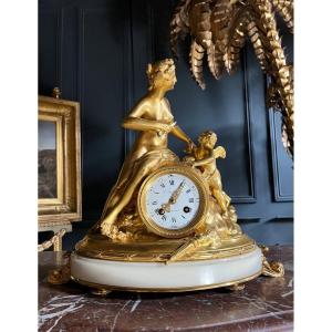 Paul Ducuing ( 1867-1949 ) Pendule En Bronze Doré , Barbedienne Fondeur  Napoléon III
