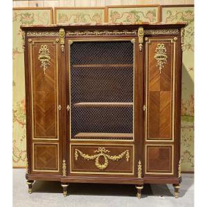 Louis XVI Style Bookcase In Marquetry Signed By Fernand Kolh 