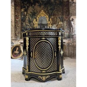 A Boulle Marquetry Sideboard In A "mesh" Pattern (mother-of-pearl And Brass) From The Napoleon III Period