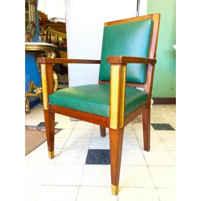 Art Deco Armchair In Mahogany And Bronze