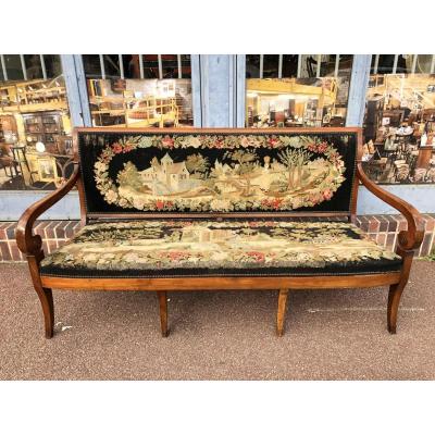 Sofa Restoration Period In Walnut Tapestry In Point