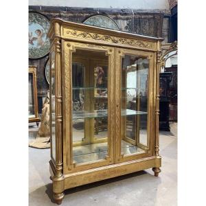 Louis XVI Style Showcase Napoleon III In Golden Wood