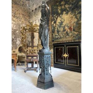 Statue Orientaliste “mauresque” En Fonte De Fer Signée Durenne, Val D’osne Sur Son Socle 