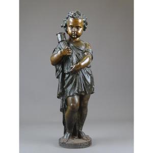 Mathurin Moreau - Putti Cast Iron Torchiere Holder - Fonderie Du Val d'Osne