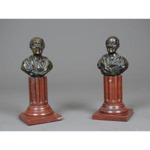 Pair Of Bronze Busts - Second Half Of The 19th Century