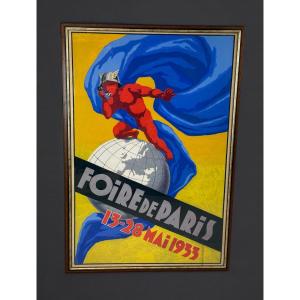 Pierre Commarmond - Original Painting Under Glass - Paris Fair, May 13-28, 1933 - Attributed To