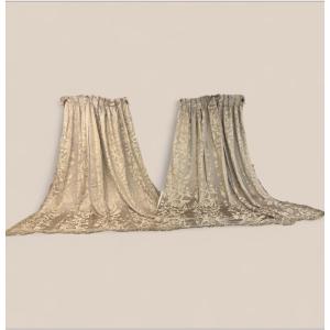 Pierre Frey - 6 Meters - Pair Of Silk Lampas Curtains From La Villa Les Cèdres