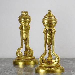 Pierre Gouthière - Delafosse Model - Pair Of Incense Burners/candles