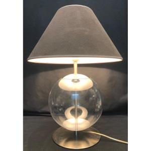 Large 1970 Lamp In Plexiglas And Polished Steel Design