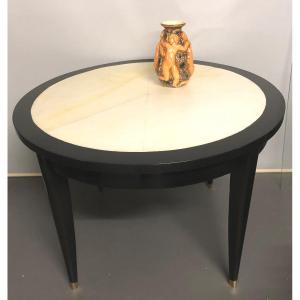 Jean Pascaud 1903-1996 Attributes Wood And Bronze Parchment Table 1940