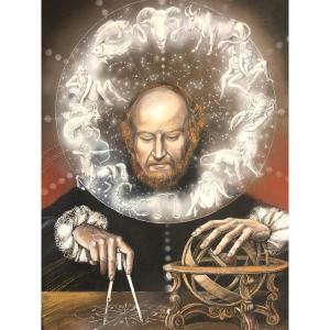 Valentin Lange 20th-20th Astronomer Large Pastel Zodiac