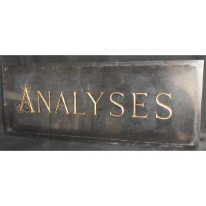 “ Analyzes “ Engraved Marble Plaque And Golden Letter 24.3x61cm Psy Medical Psychoanalysis