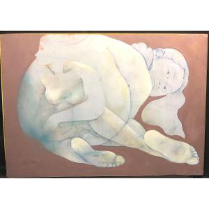 Guy Patrier Twentieth Large Oil 110x78cm Intertwined Bodies Workshop Background 95