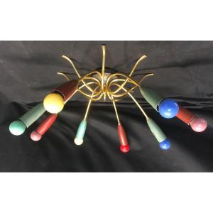 Stilnovo Italy Attributes 8 Light Ceiling Chandelier In Very Good Condition.